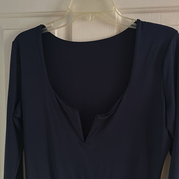 blue v neck bodysuit - Picture 2 of 3